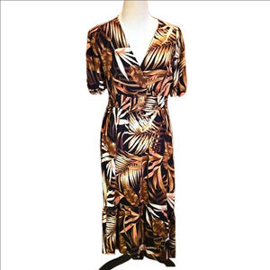 Old Navy Tropical Palm Tree Themed Maxi Dress Stretch Waist Women size S